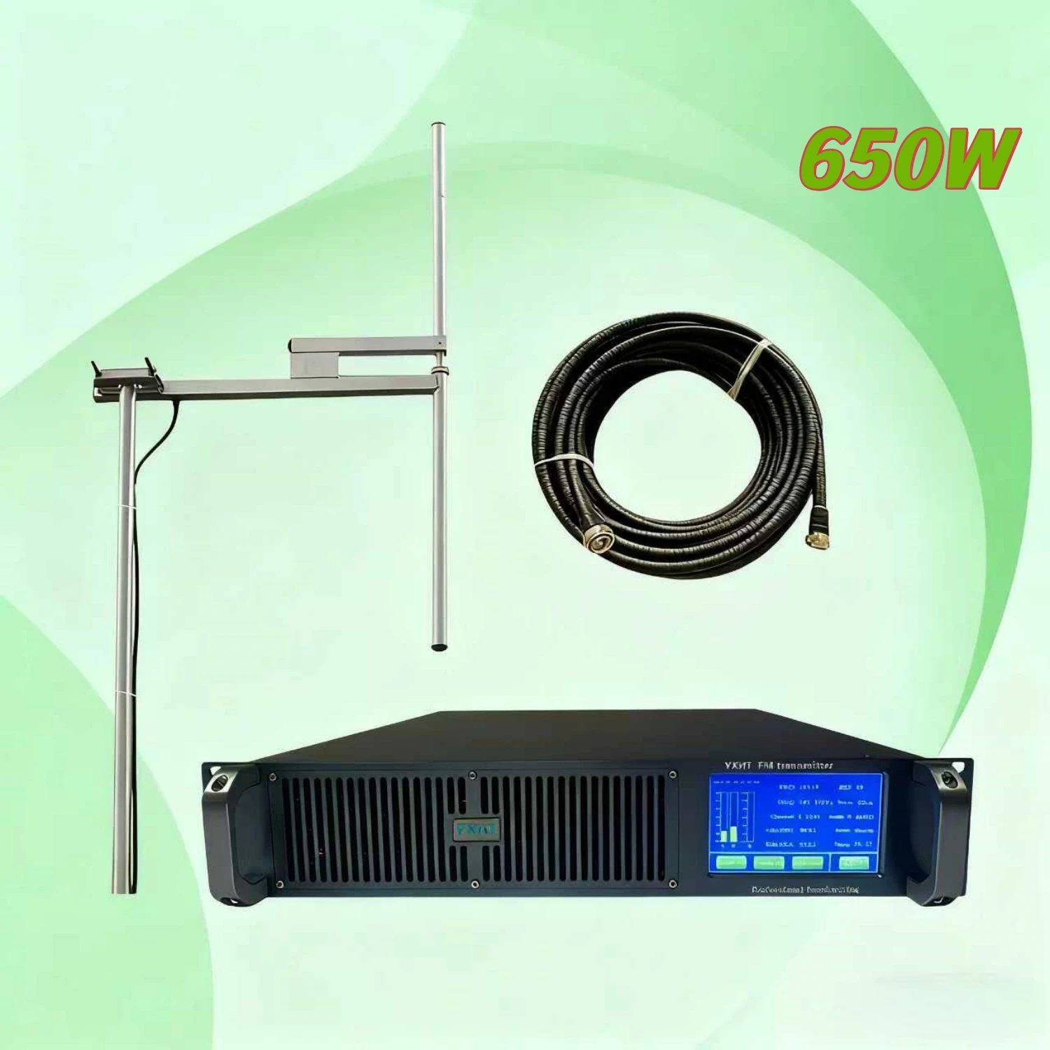 

HP- 6-year Warranty YXHT-2 650W Complete FM Transmitter Kit with 1-Bay Antenna & 30M Cable