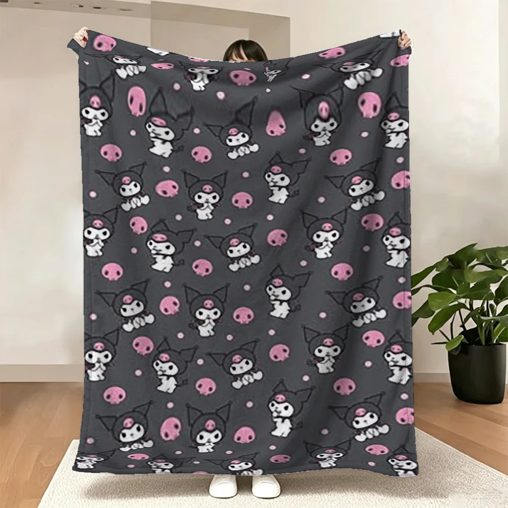 Cute Cartoon Character Pink Skull Pattern Throw Blanket Soft Cozy Bed Sofa Cover for Girls Kids Home Decor