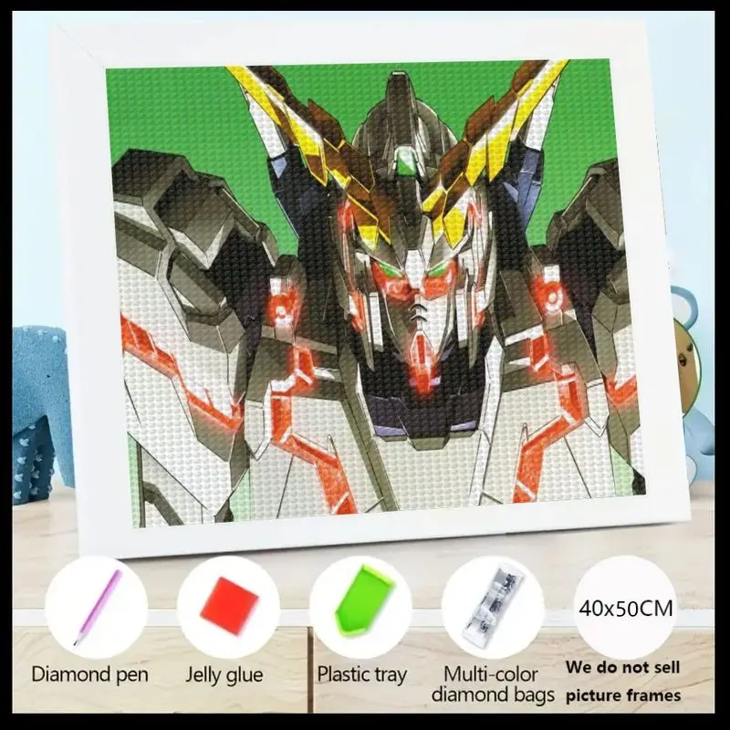 

1 шт. 5D DIY аниме робот Единорог Gundam Mecha полная дрель набор для алмазной живописи, хрустальные стразы, художественное ремесло для взрослых и подростков, Vi