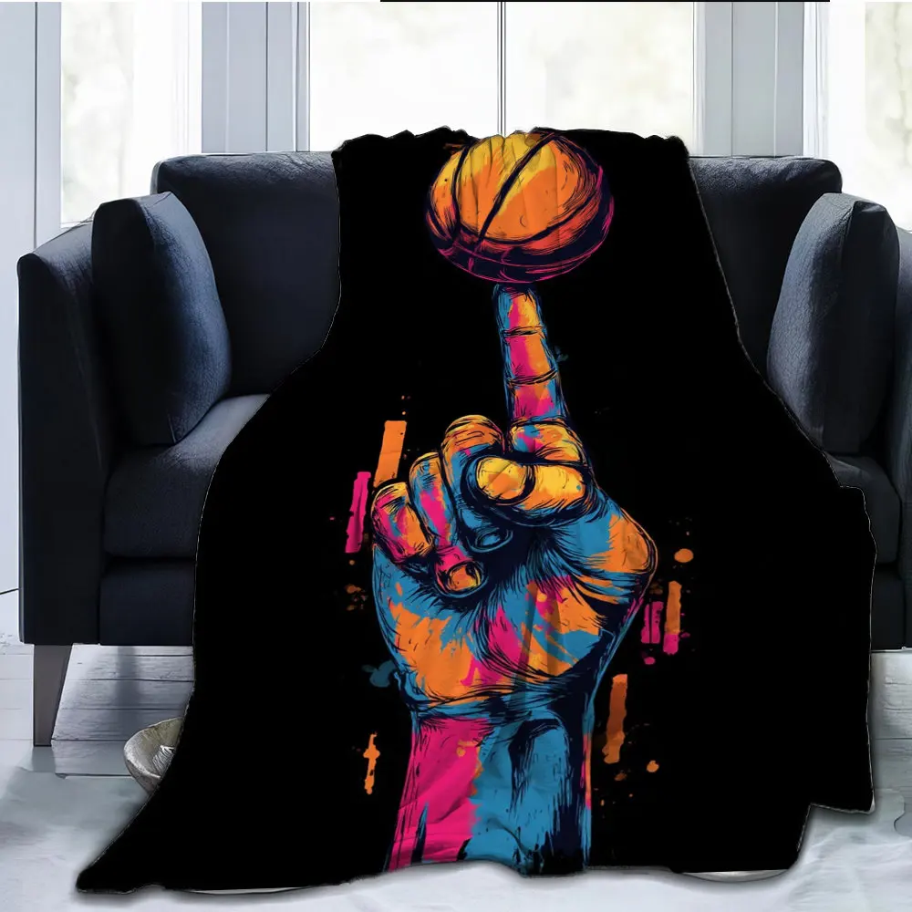 Vibrant Basketball Sports Throw Blanket for Fan Gift Home Decor Large 150x230cm Cozy NBA Game Lovers Keepsake
