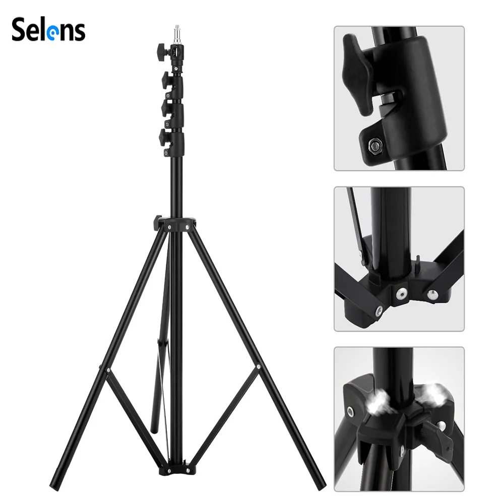 Selens 220-395cm Air-Cushioned Light Stand Portable Aluminum Alloy Stand Photo Studio Kits Tripod Photography Accessories 삼각대