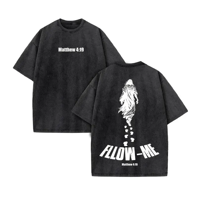 تي شيرت رجالي كريستيان تي شيرت مطبوع الرجال القوطية الرجعية المتضخم غسل تي شيرت Y2K تي شيرت على طراز هاراجوكو للجنسين #5