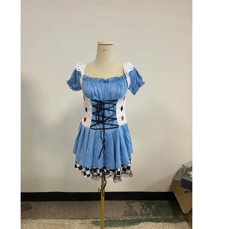 Meid Jurk Cosplay Kostuum Spel Alice Outfit Blauwe Lolita Jurk