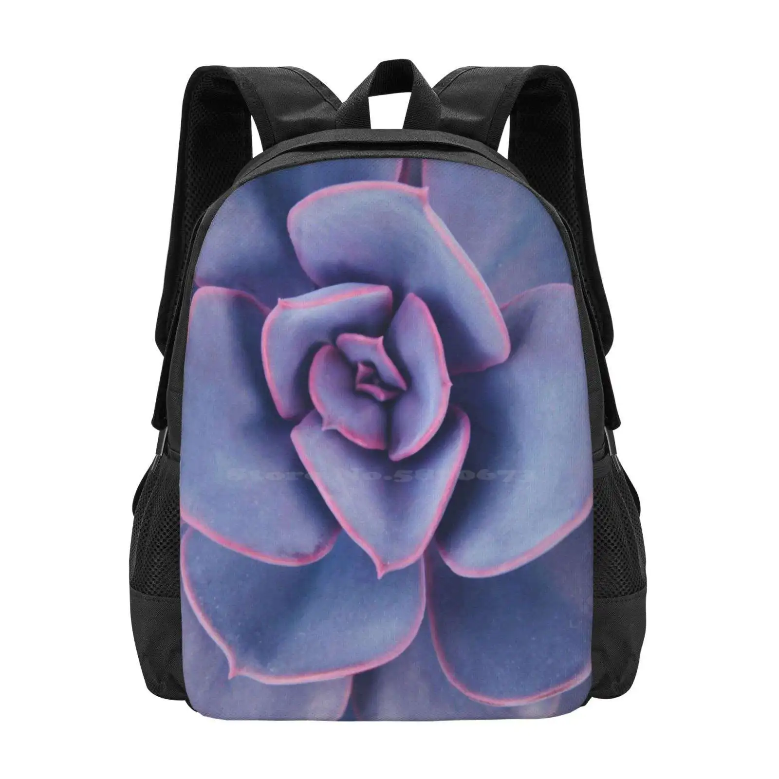 Purple Pearl Backpack For Student School Laptop Travel Bag Purple Succulent Plant Flora Nature