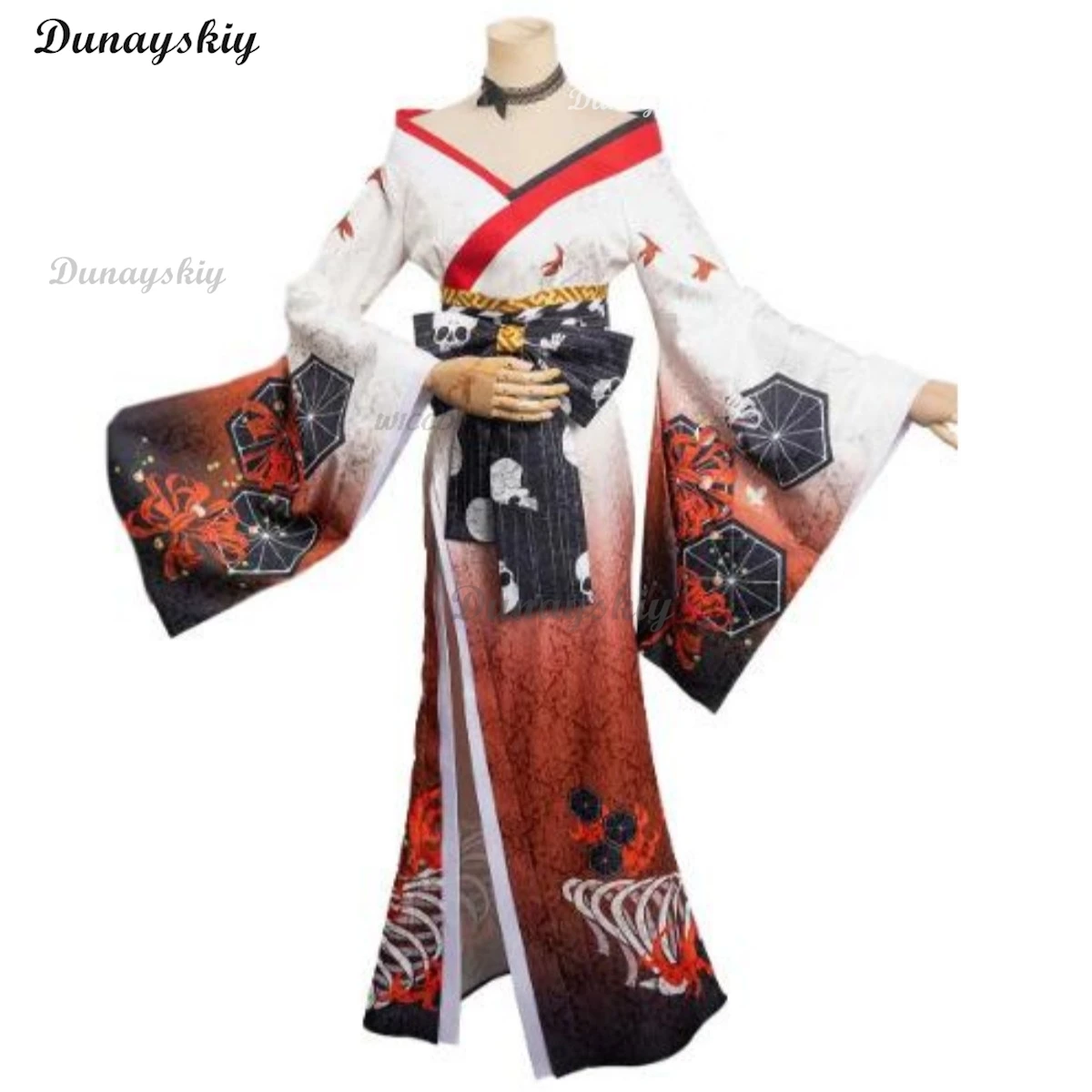 MakimaAnime Makima Cosplay Costume Hyakkiyakou‘s Shutendoji Japanese Kimono Bathrobe Wig Woman Sexy Halloween Suit
