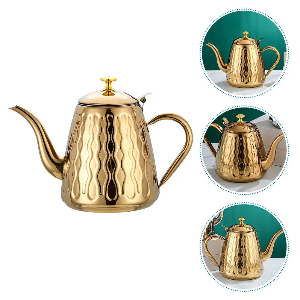

Чайник из нержавеющей стали в форме ананаса с ситечком, современный кухонный чайник для дома и офиса, портативный металлический кувшин для воды