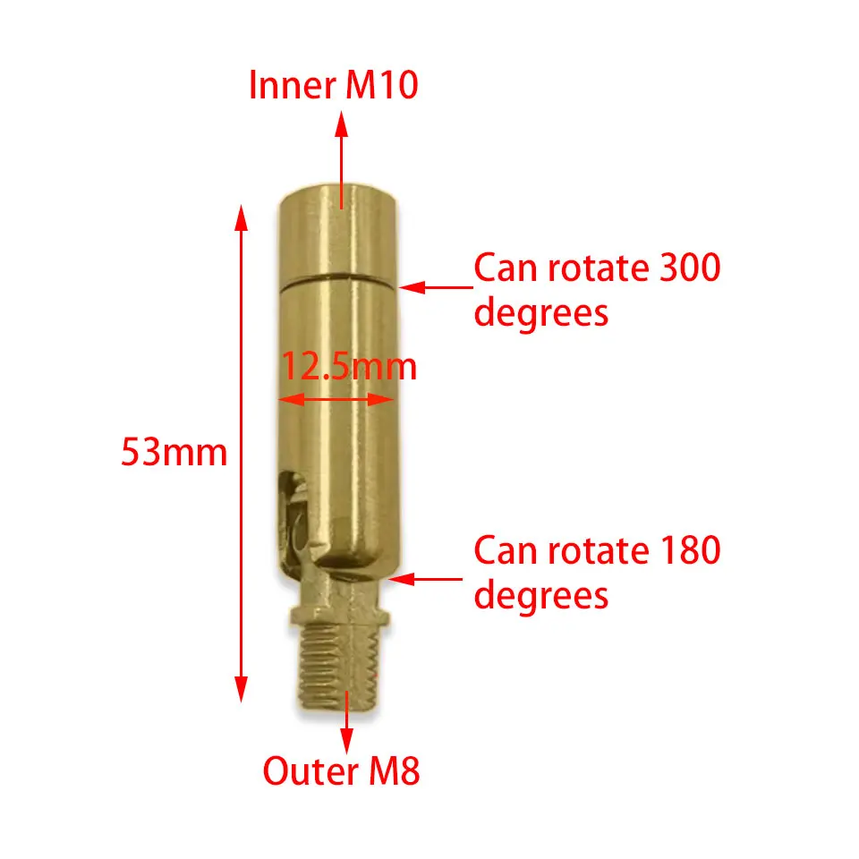 Uniwersalna głowica obrotowa głowica obrotowa M10 M8 czarny miedziany zębami wewnętrznymi i zewnętrznymi do DIY ściana światła lampka biurkowa