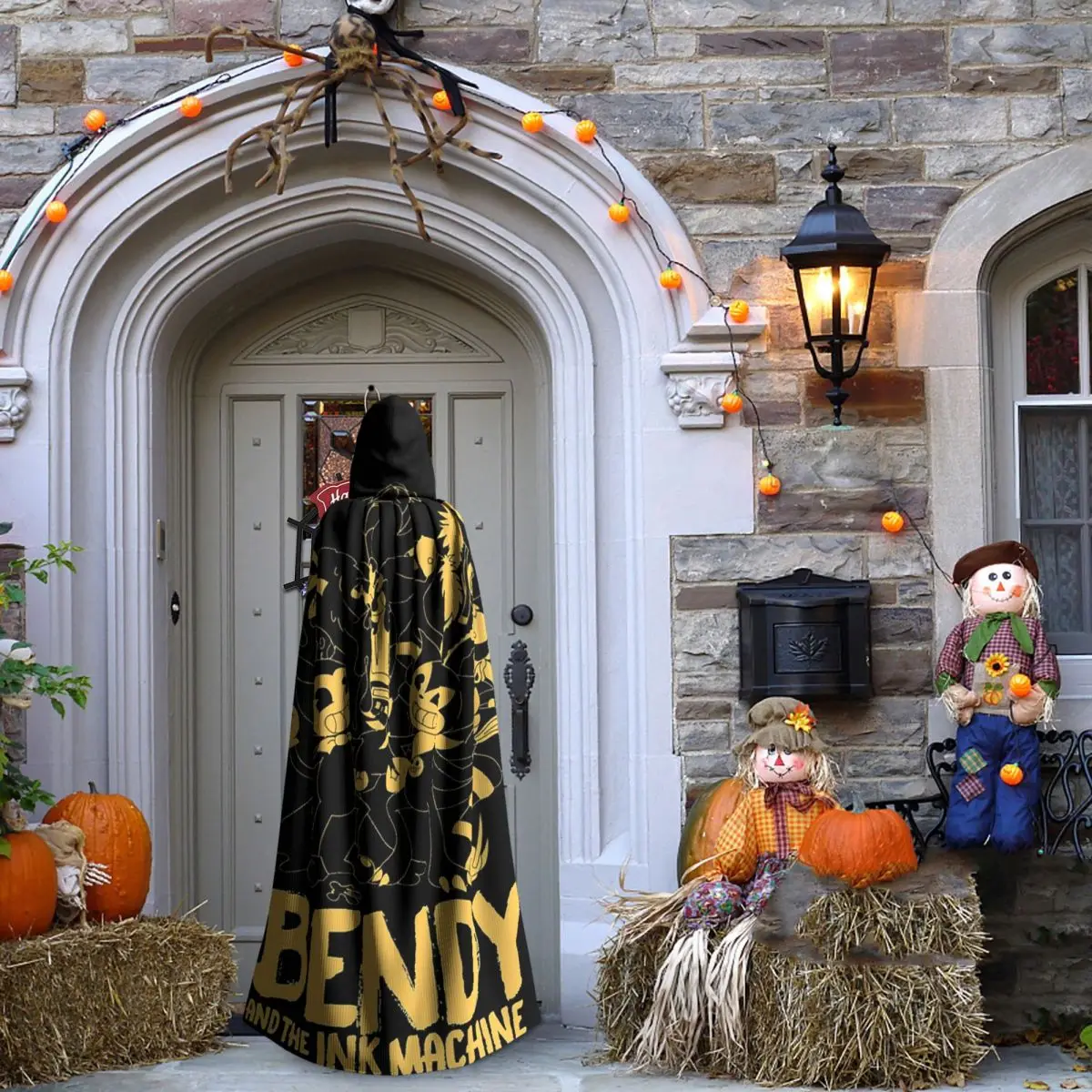 ألعاب الرعب Bendy and The INK Machine عباءة طويلة بغطاء للرأس الساحرة في القرون الوسطى زي تنكري معطف الهالوين للبالغين للجنسين