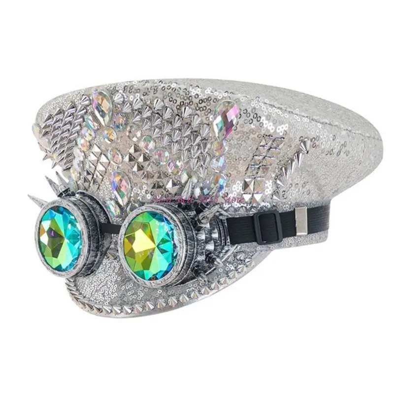 

49ME Женская Свадебная шляпа для невесты, военная шляпа, шляпа сержанта, капитана, роскошная Rhinest