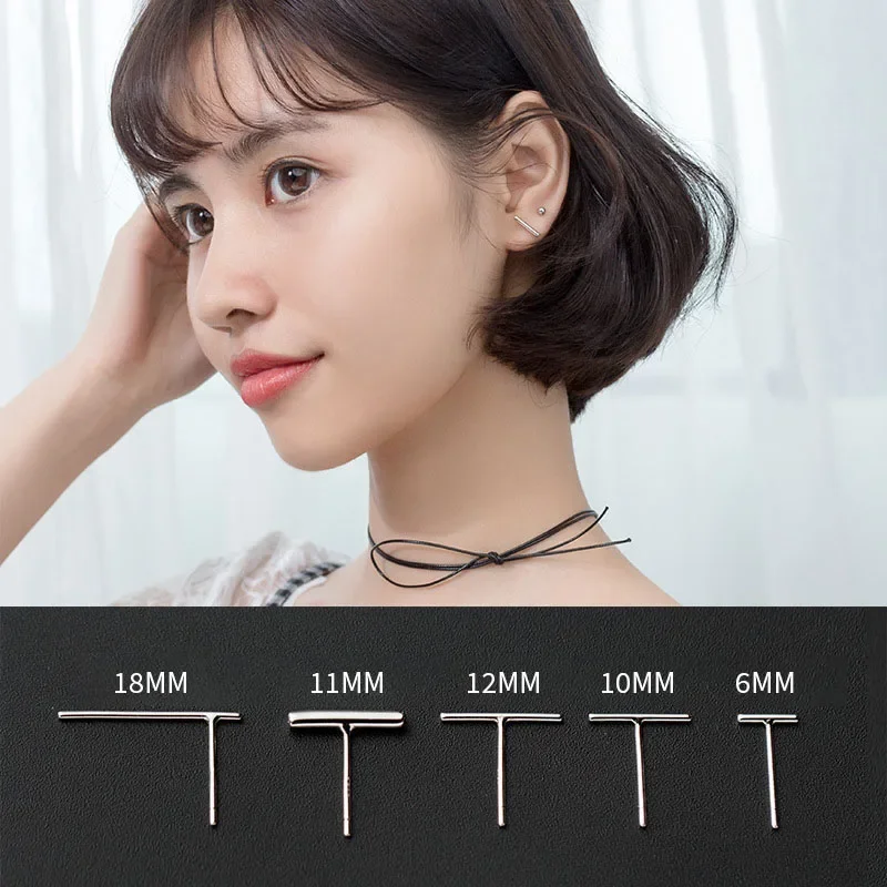 Trustdavis Wholesale New 100% 925 Solid Real Sterling Silver Cute Tiny Stick Stud Earrings Gift For Women Girls Kids Lady DA380