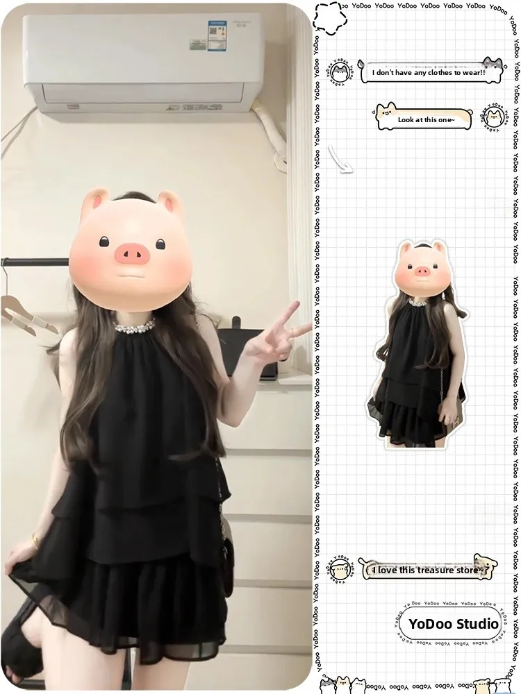  Necklace Dress Elegant Ladylike Summer High-End Feeling Short Cake Skirt Miu Series Thousand Golden Girl Style