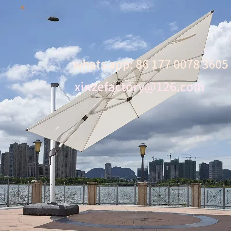 مظلة قابلة للتخصيص مع مصباح ليد مظلة ناتئ للفناء شعار تجاري مخصص حديقة مطعم الشمس الكبيرة #1