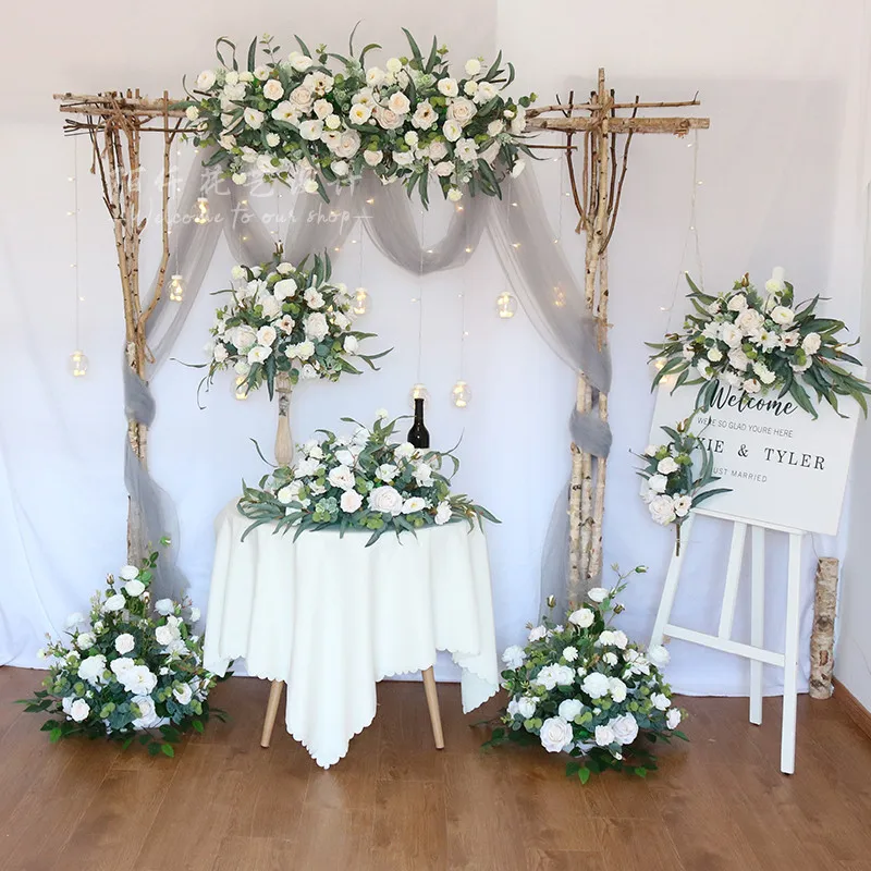 

Artificial flower retro wedding arch hanging flower row flower ball background wall props home decoration customization