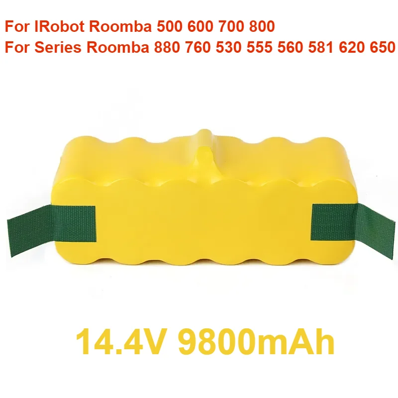 

For IRobot Roomba 500 600 700 800 Series Roomba 880 760 530 555 560 581 620 650 Replacement NI-Mh Battery 14.4V 9800mAh