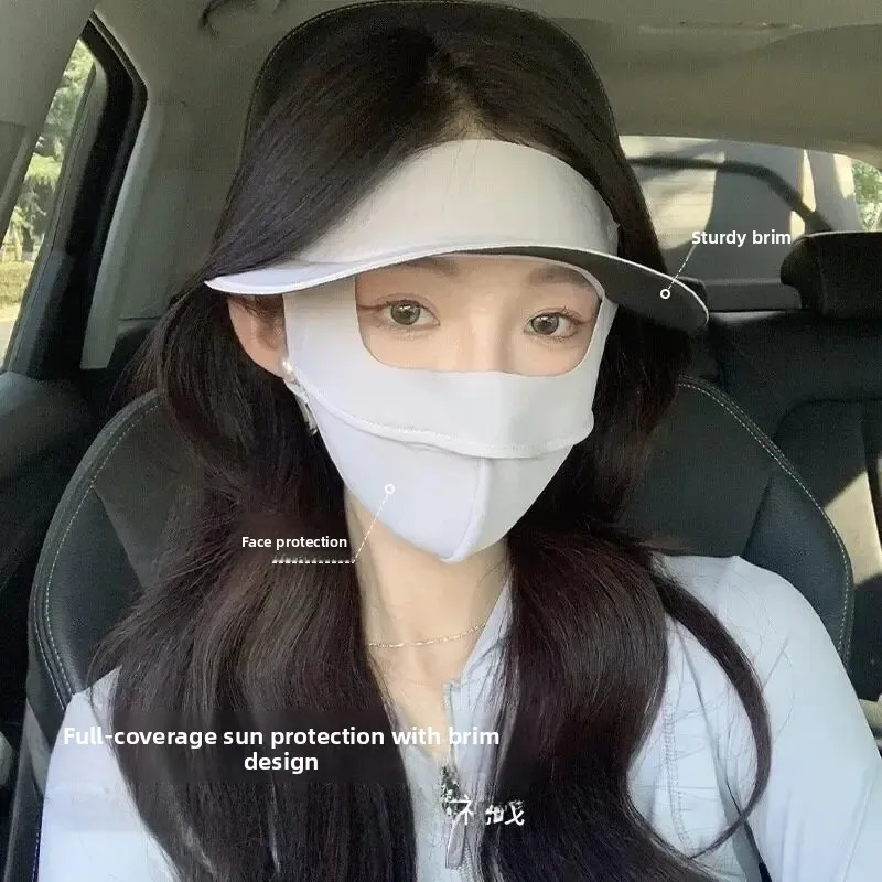 Women's Summer Full Face 3D Stereo Sun Protection Mask Hat  Empty Top Hat Eye Protection UV Protection Spring Summer