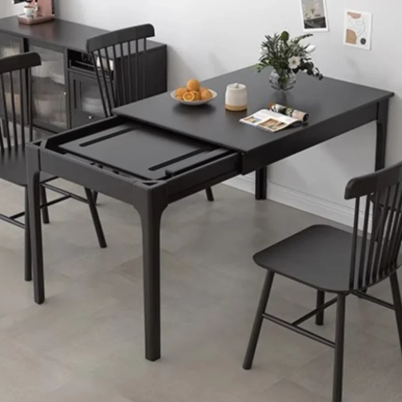 z Design Waterproof Dining Table Black Simple Extenable Modern Dining Table Luxurious Space Savers Mesa Furnitures  z