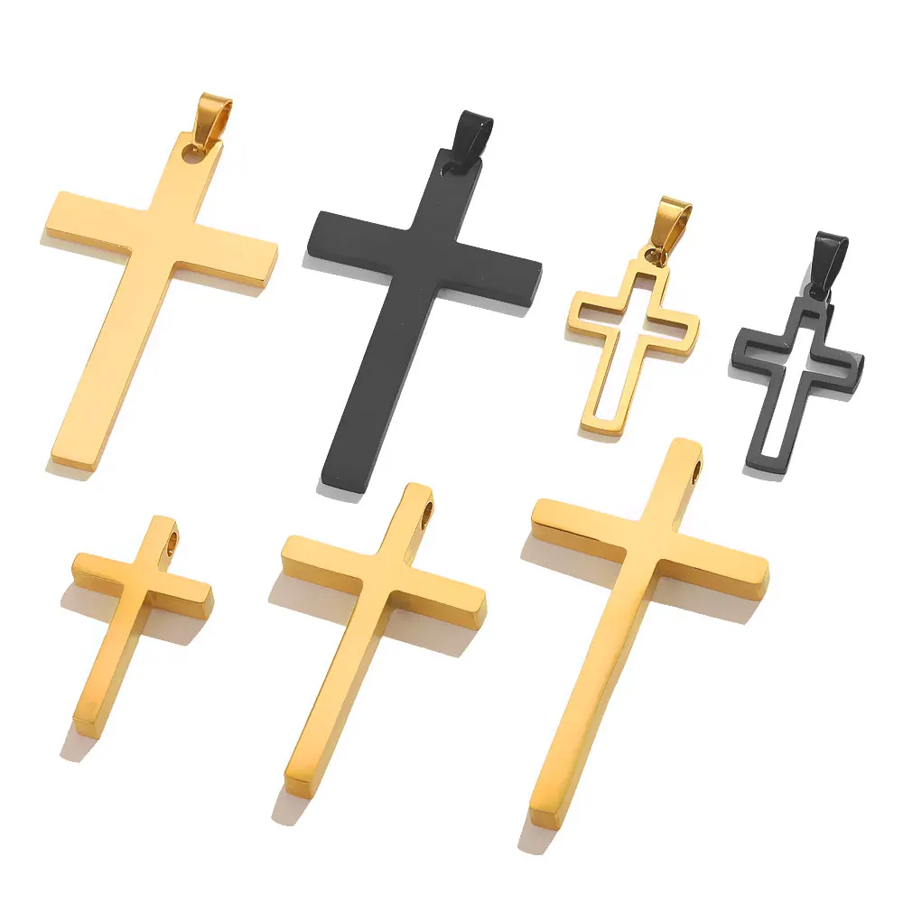 5pcs Stainless Steel Large Cross Charms For Jewelry Makings DIY Cross Necklace Pendants Jewelry Finding Religious Amulet Pendant