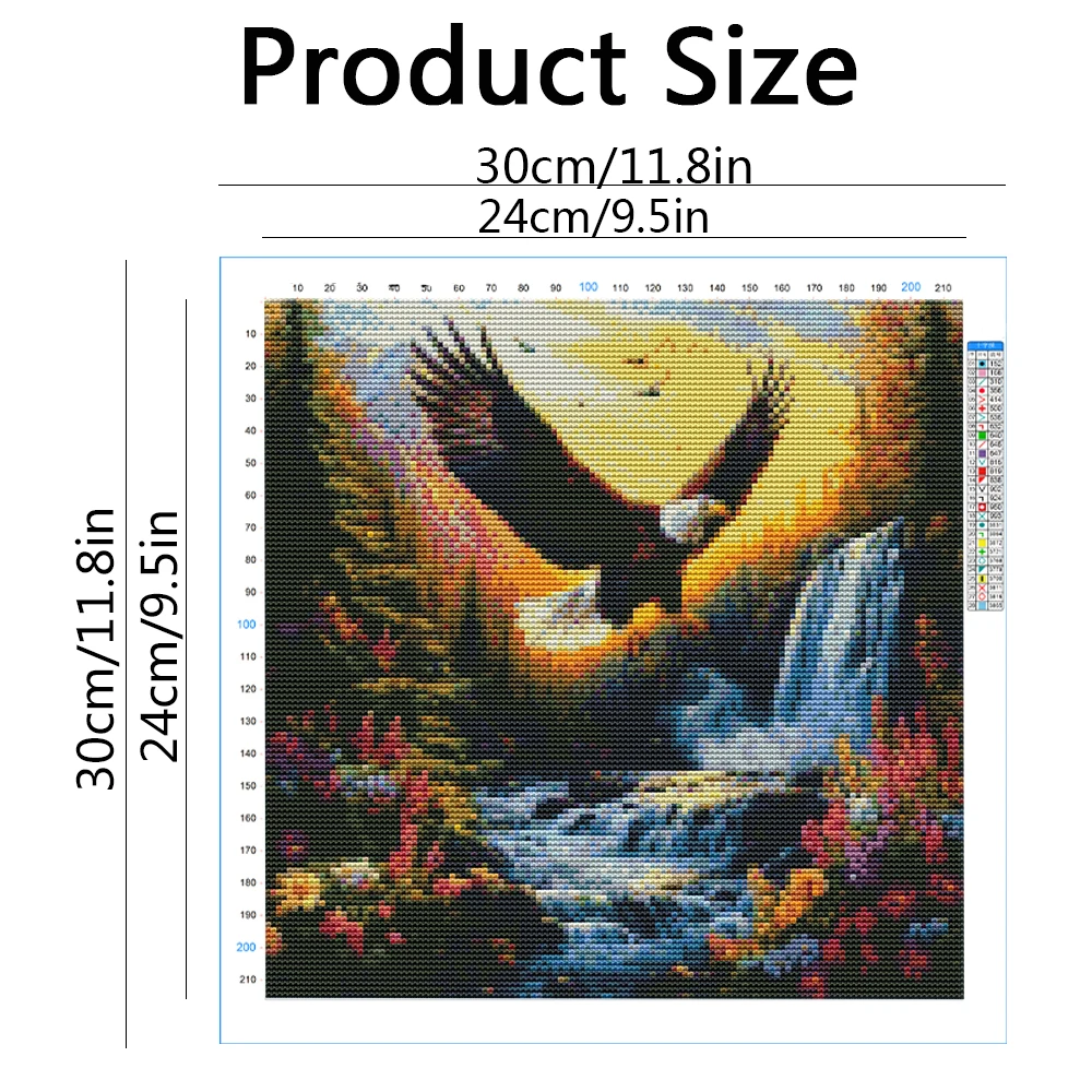 Momoart DIY Embroidery Fabric Eagle Animal 11CT Cross Stitch Kit Waterfall Needlework Tree Suitable For Beginners Home Decor