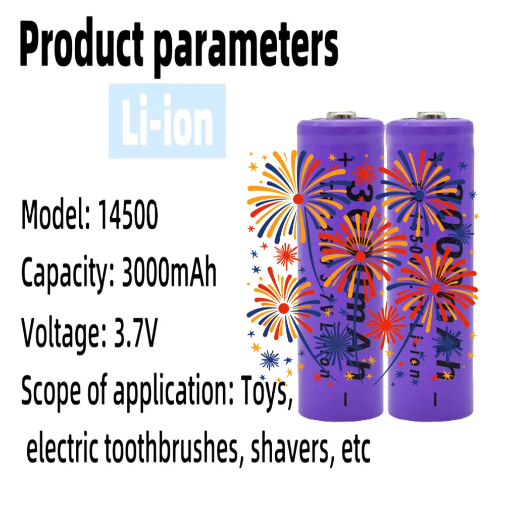 2026 neue 3,7 v 14500 akku 3,7 v lithium-AA batterie 2A 3000mAh li-ion batterien