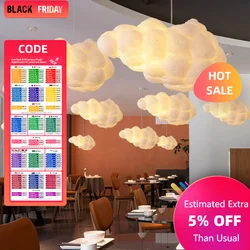 Modern Shape of Cloth Art Creative Nordic Restaurant Decorative Dining Room Led Cute Cotton Cloud Chandeliers Pendant Lights