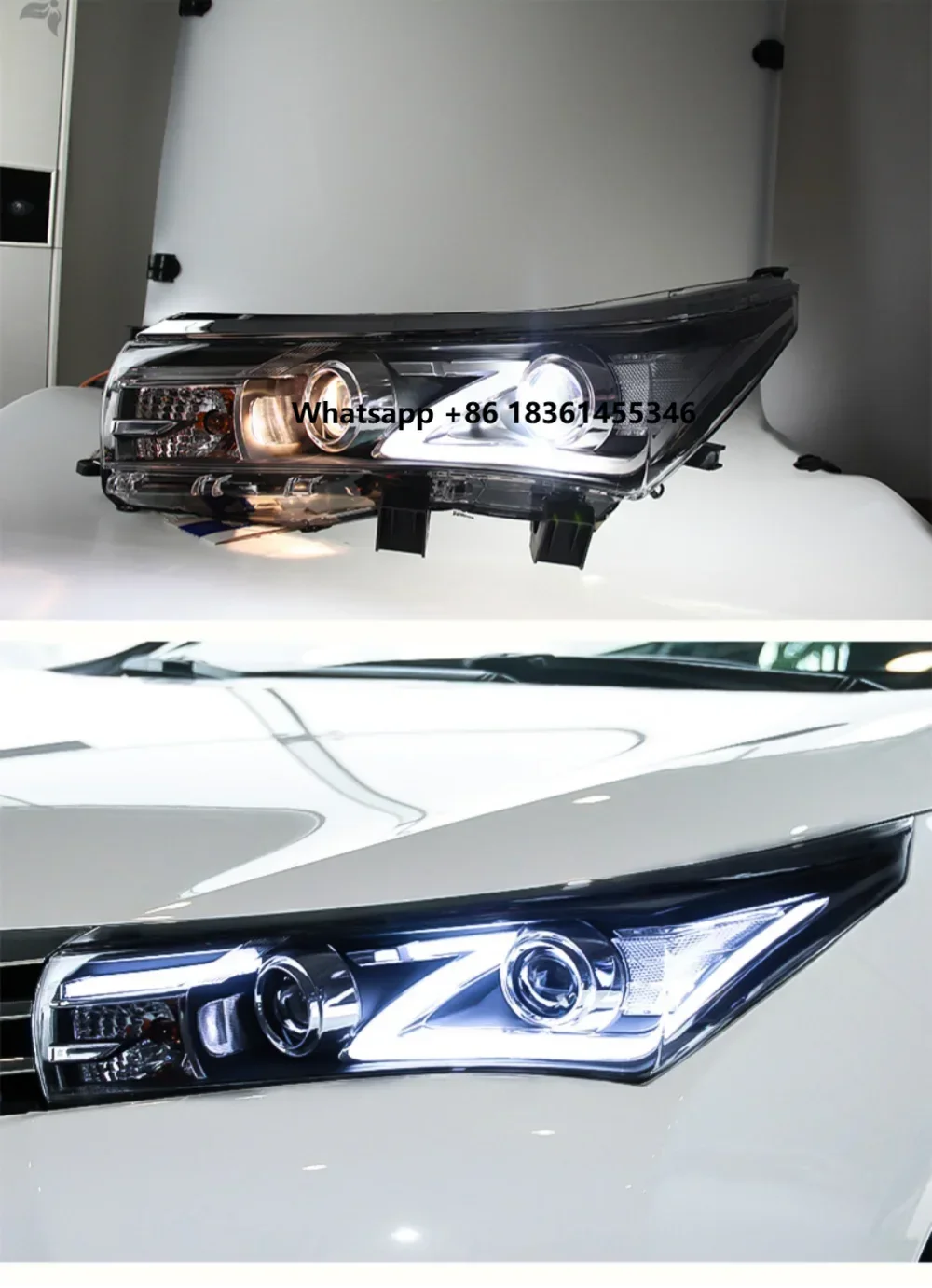 

Pair of Car Headlight assembly For Corolla 2014-16 xenon led DRL daytime running light turn signal head lamp
