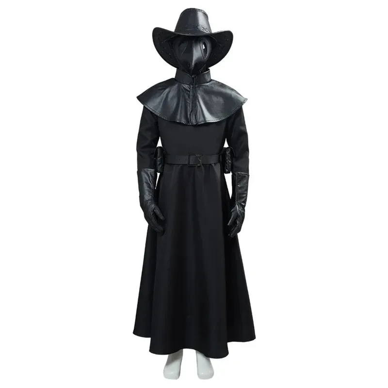 

NewKid Children Plague Doctor Cosplay Costume Black Hat Robe Coat Belt Outfits Halloween Carnival Party Suit2025