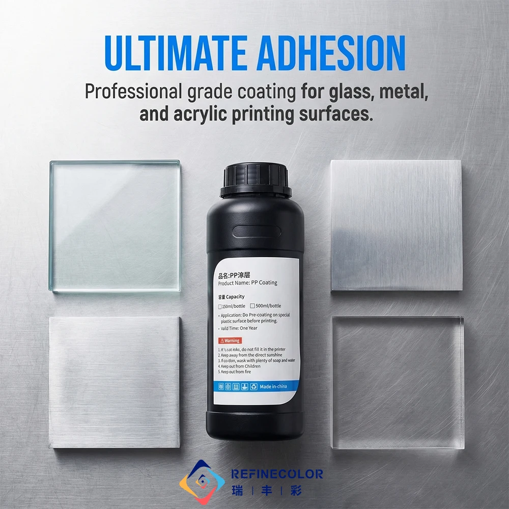 Refinecolor 500ML UV Pre-Coating Primer For UV Flatbed Printer Curing Ink For Printing On Glass Ceramic and Acrylic Metal Liquid
