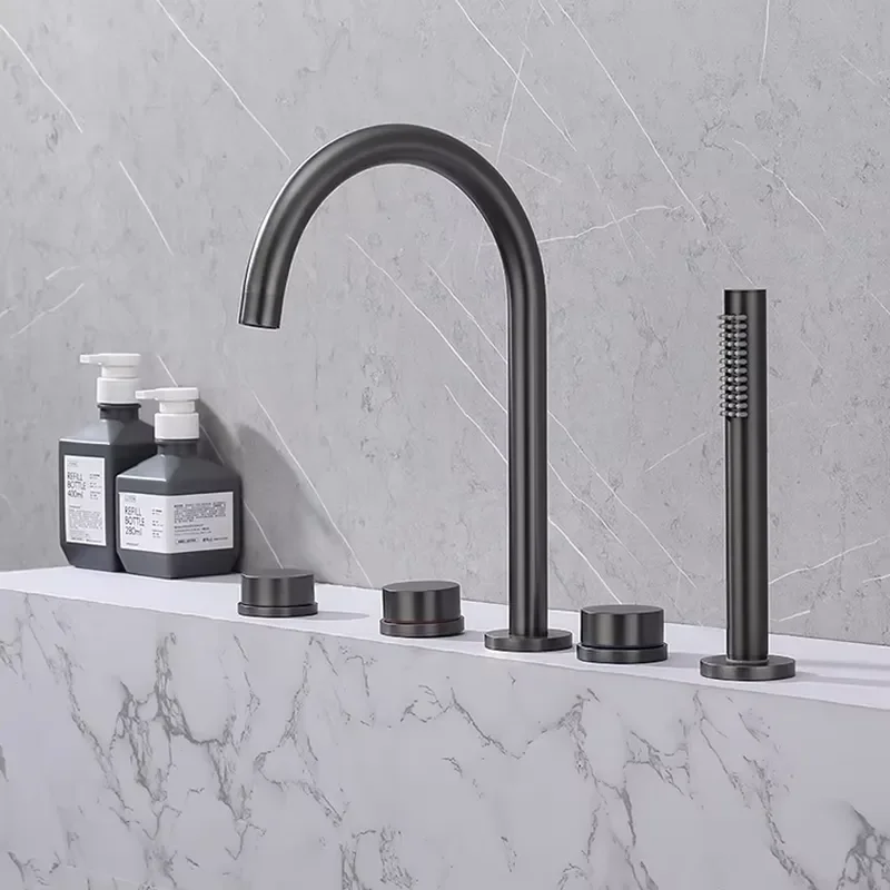 Three Sets of Five Hole Five Piece Cold and Hot Split Type Massage Shower Enclosure at the Edge of the Sink