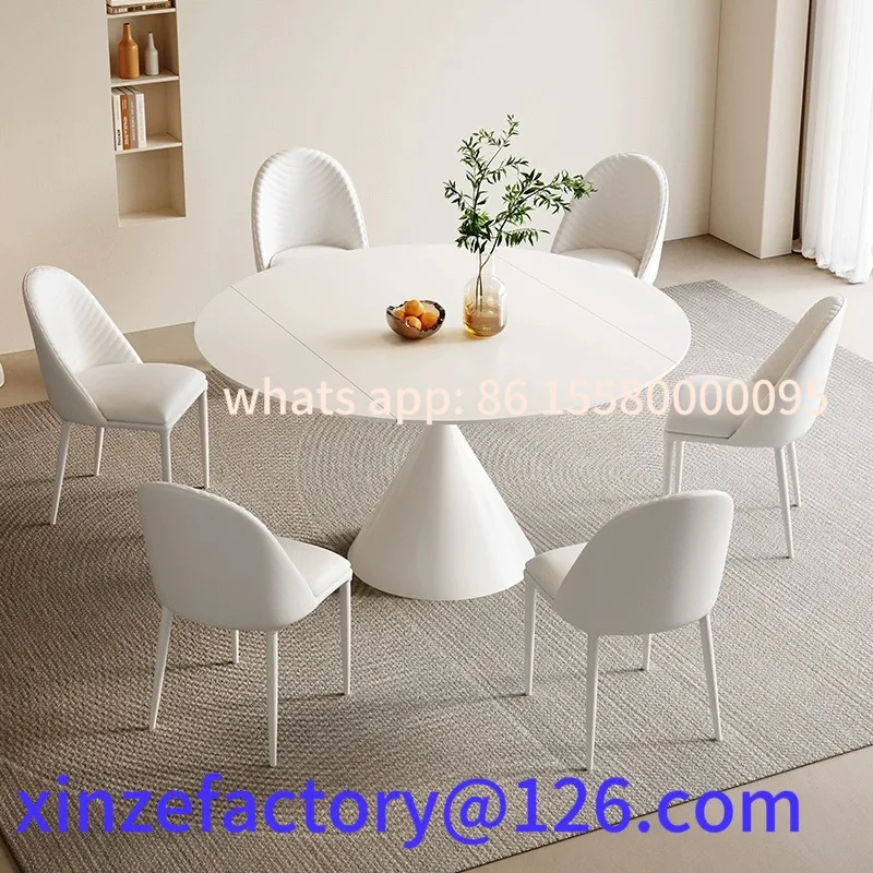 Customizable Cream Wind Slate Retractable Folding Dining Table Household