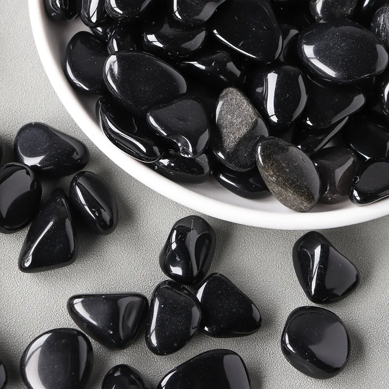 100g 2-3cm Obsidian Polished Rolling Stone Aroma Diffuser Stone Flower Pots Fish Tanks Landscape Stones, Crystal Crushed Stone