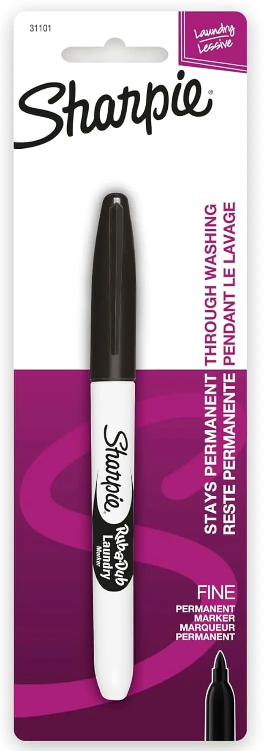 

Permanent Laundry Marker Fine Black - Pack of 1, Marks on Cloth, Washes Safe