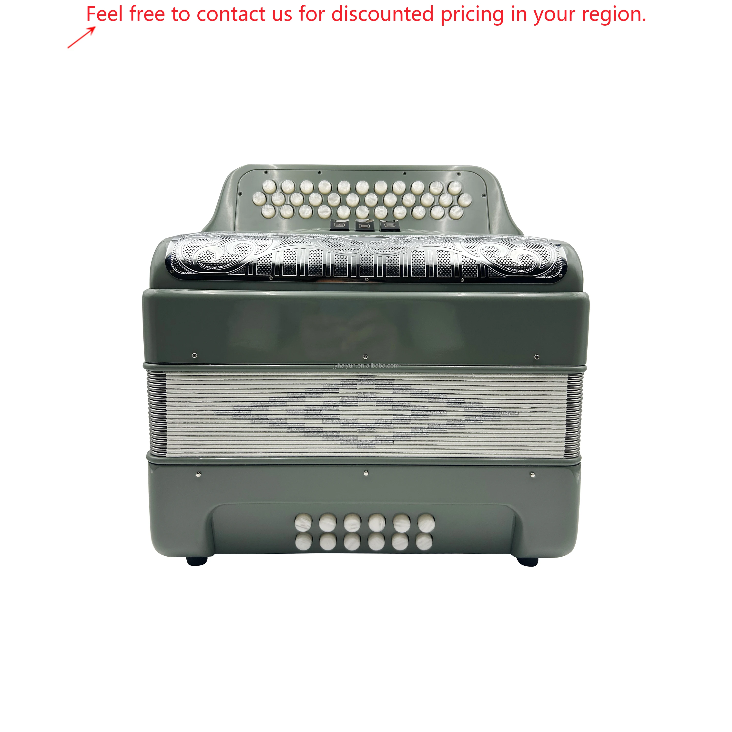 SEASOUND Professional JB3412C หีบเพลง 12 Bass 3 Registers 34 ปุ่ม Sky สีเทา Body Silver Grill สีขาวปุ่ม Diatonic