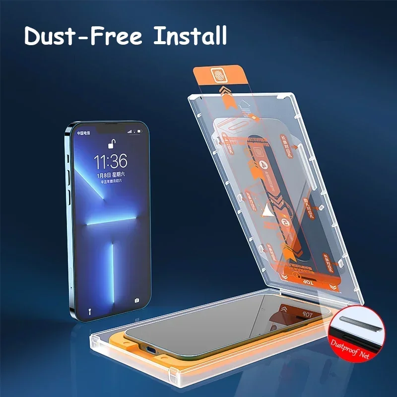 Anti Spy Tempered Glass Film For iPhone 15 14 Plus 13 12 11 Pro XS Max XR X Screen Protector Privacy Glass With Install Kit L01