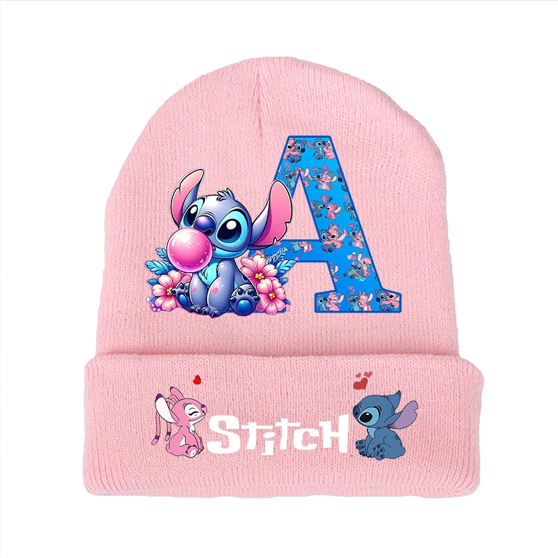 Stitch Disney Boys Girls Knitted Hats Children Cartoon Letter Headgear Cotton Winter Cute Woolen Cap Student Kids Anime Gifts