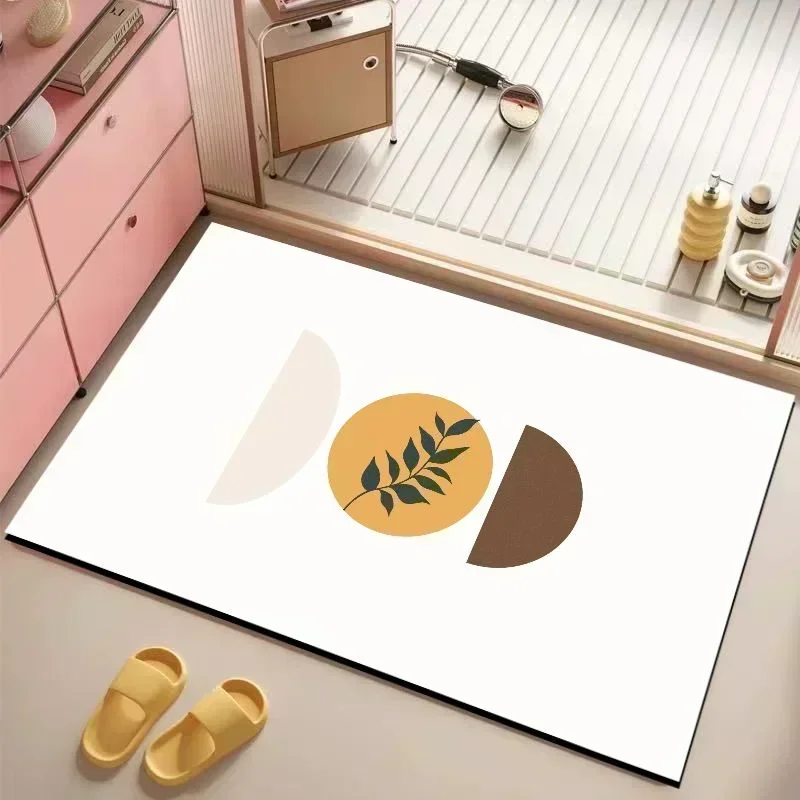 VIKAMA Take A Bath Pattern Bath Mat Non Slip Water Absorbent Bathroom Floor Rug Minimalist Shower Entryway Decor