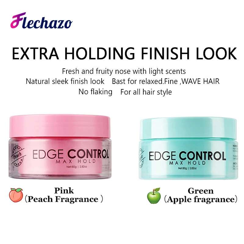 Edge Control Wax For Women Strong Hold bordo Non grasso Smoother Peach Apple Scent Baby hair bordi Gel di controllo 10 pezzi con Logo