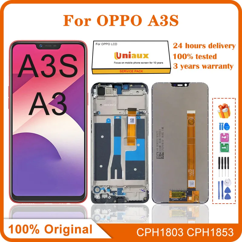 

6.2" Original For Oppo A3s LCD Display Replacement Touch Screen Digitizer For OppoA3s CPH1803 CPH1853 CPH1805 Display with Frame