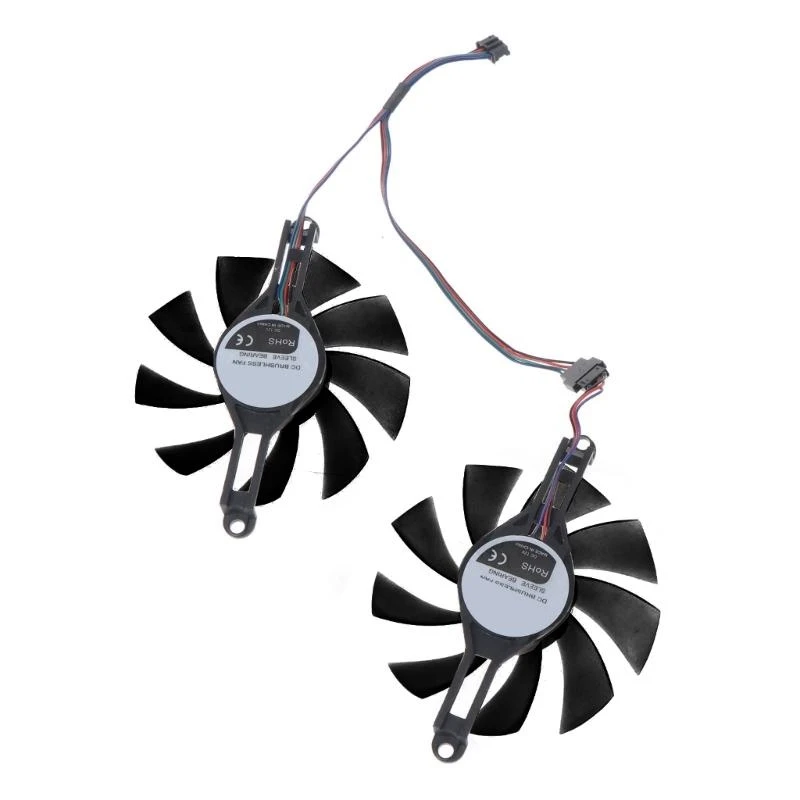 L9NA 1Pair 80mm Graphics Card Cooling VGA Fan 4 Pin 4Wires Coolers Fan for Radeon RX5