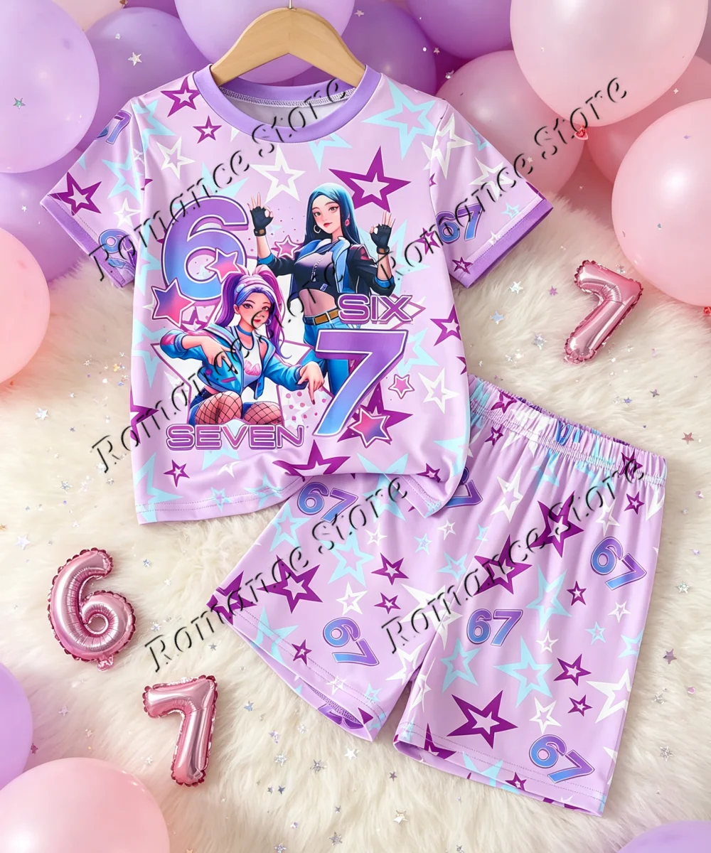 Summer Clothing For Teen Girls - Modny zestaw dla nastolatek: koszulka z