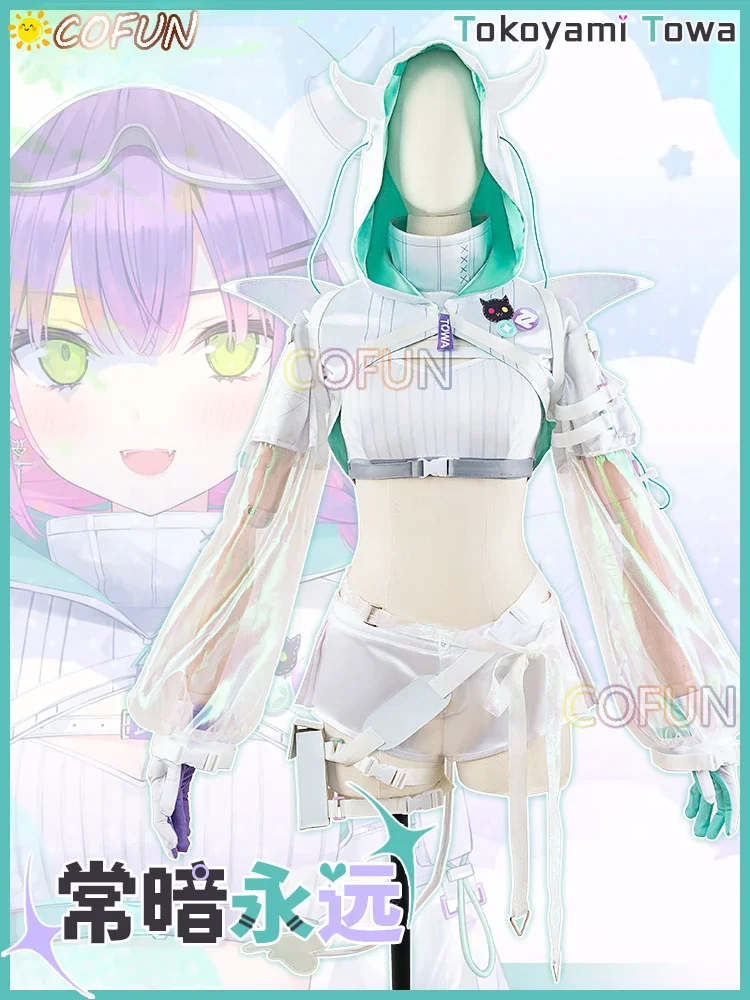 COFUN Vtuber Hololive Tokoyami Towa Cosplay Costume Halloween Outfits Women Performance Costumes Towa Wig Anime