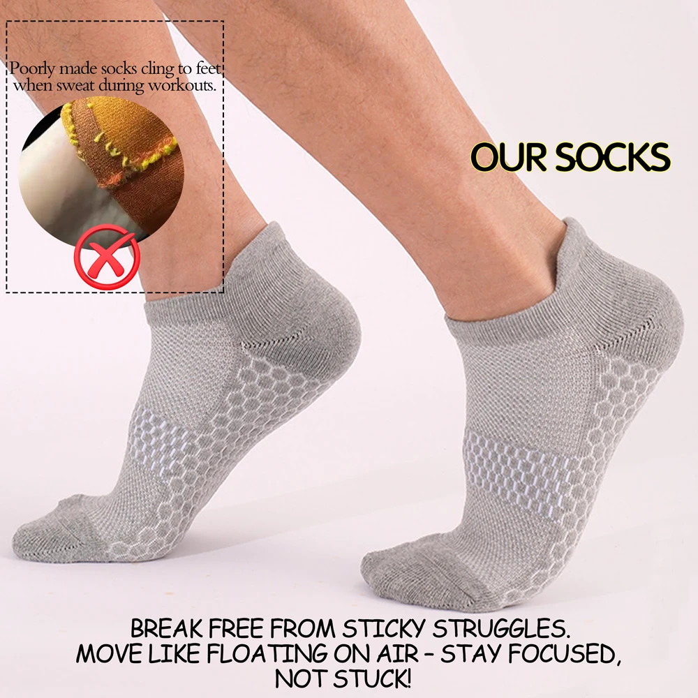 6 paires de chaussettes de gymnastique antidérapantes pour hommes, Ventilation en nid d'abeille, semelle épaisse, technologie à séchage rapide, pour course à pied, entraînement, cheville