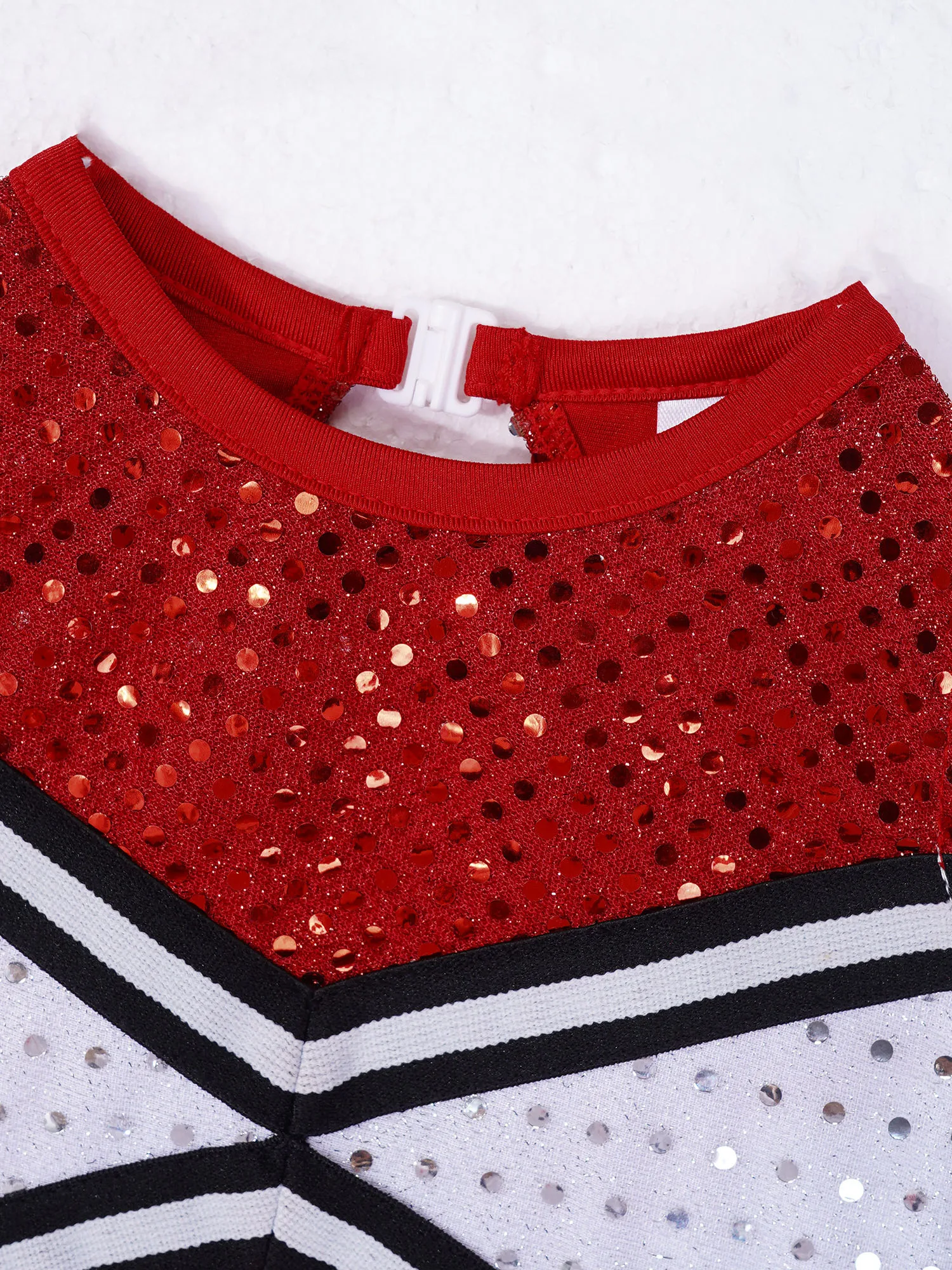 Costume da cheerleader con paillettes lucide per ragazze abito da ballo con spalle scoperte a maniche lunghe latino Jazz Cheer Dancing Stage Performance Outfits