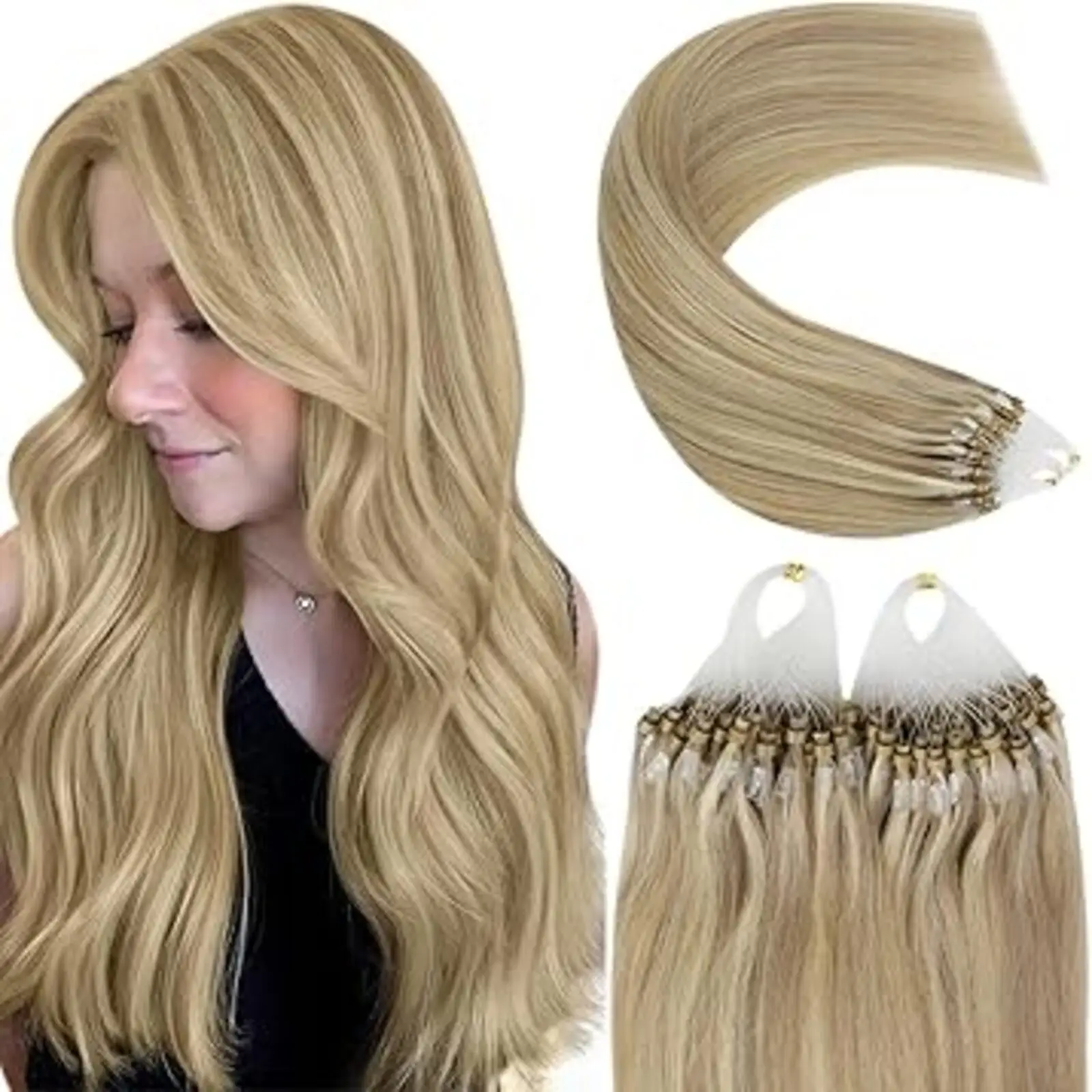 [สีแฟชั่น] YoungSee Micro Ring Loop Hair Extensions Seamless Micro Bead Remy Hair Extension สําหรับผู้หญิง 50G