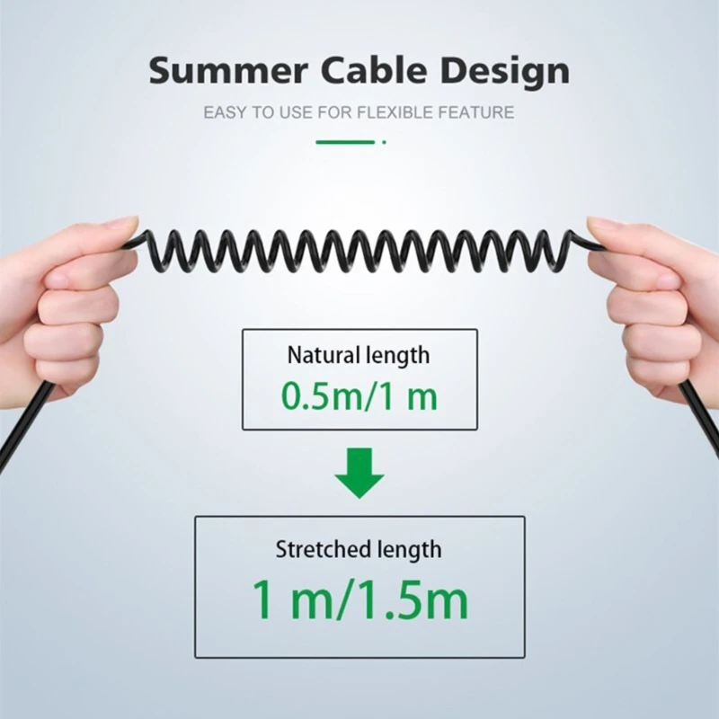 Elbow Spring Expansion Type-C Audio Adapter Type-C to 3.5mm Male Plug Jack Audio Cable Flexible Spring Cable Aux Line image 4