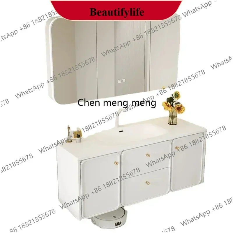 YL Nordic Bathroom Cabinets with Smart Mirror Ceramics Integrated Washbasin Bathroom Vanity Cabinet with Sink Bathroom Furnitu