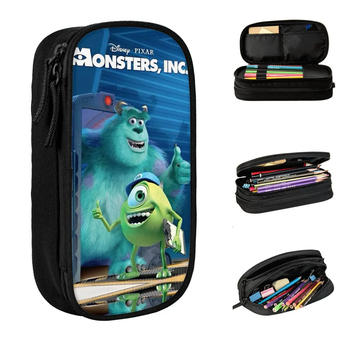 Monsters, Inc Cartoon Pencil Case Mike Wazowski James Sullivan Pen Box Bags Student Big Capacity Students School Pencil Pouch