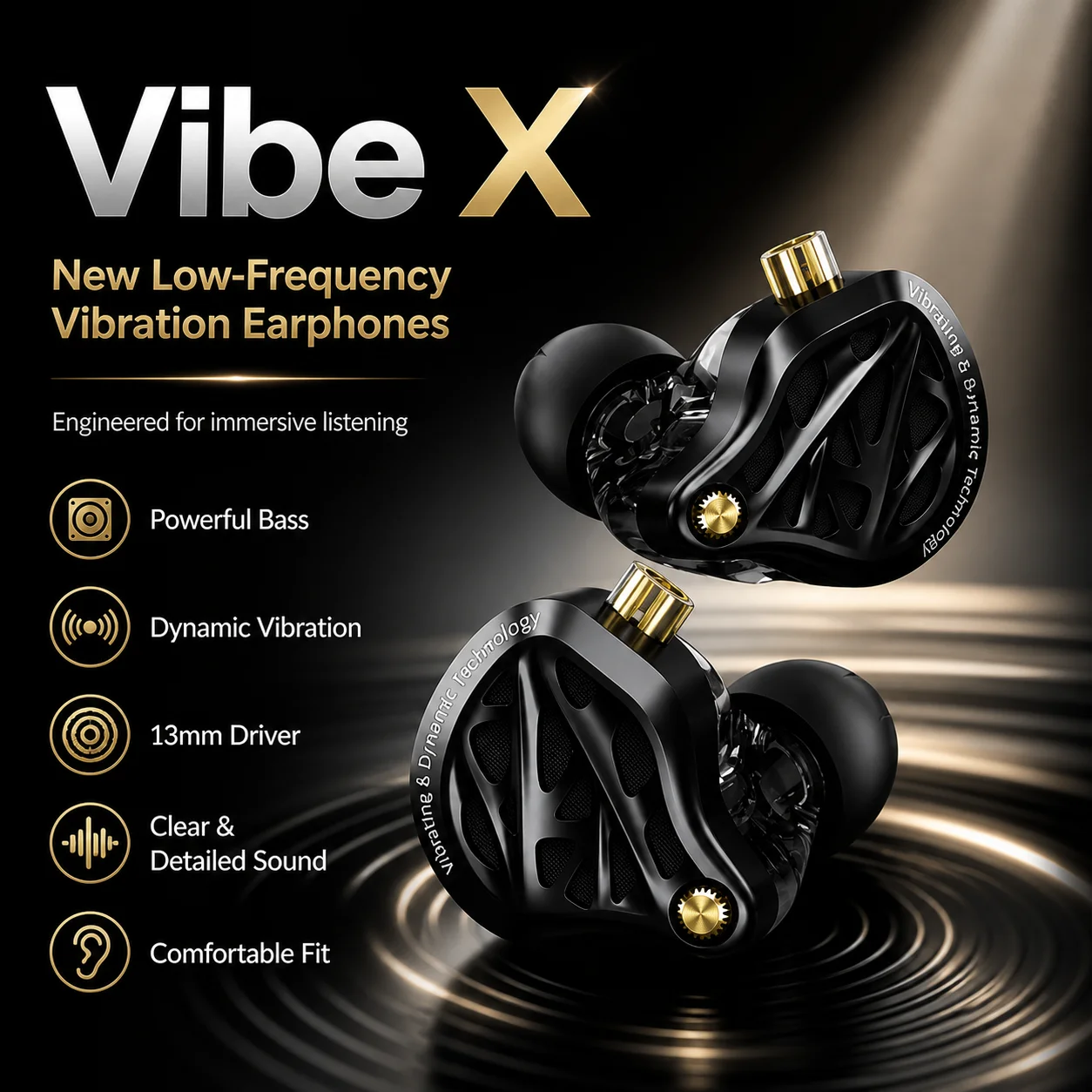 Genuine KZ Vibe X HIFI In‑Ear Monitor Earphone 13mm Self‑Developed Driver Deep Bass Wired IEM Earbuds Noise Isolation For Music