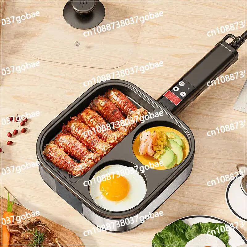 

220V 3 in 1 Breakfast Machine Egg Frying Pan Non-stick Beef Fry Pan Egg Burger Cooker Home Electric Skillets