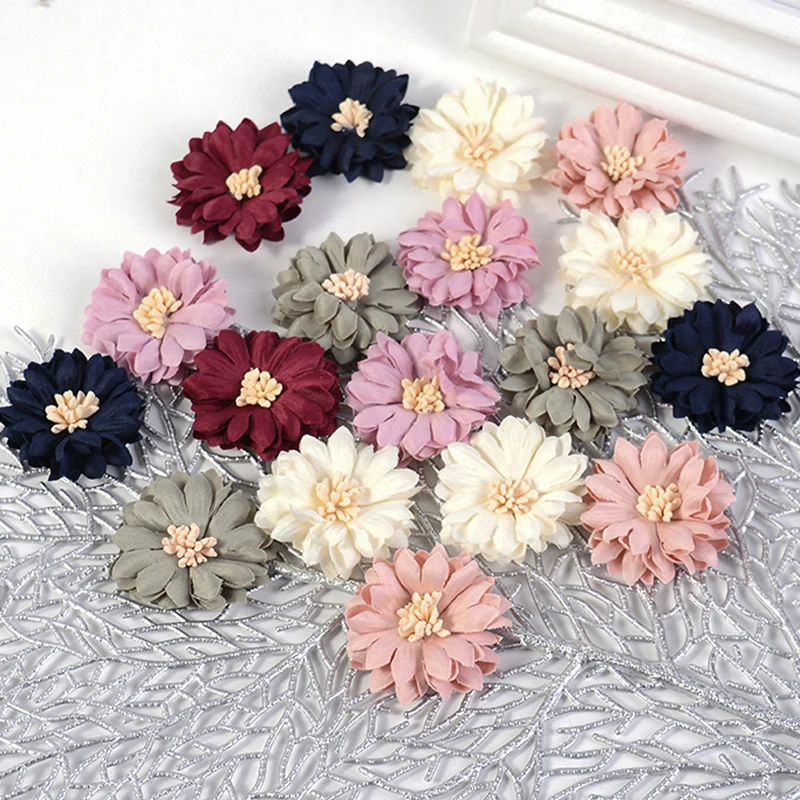 

5/10Pcs 4cm Fabric Artificial Flowers Head Fake Chrysanthemum Flower for Home Room Wedding Decor DIY Handmade Craft Accessories