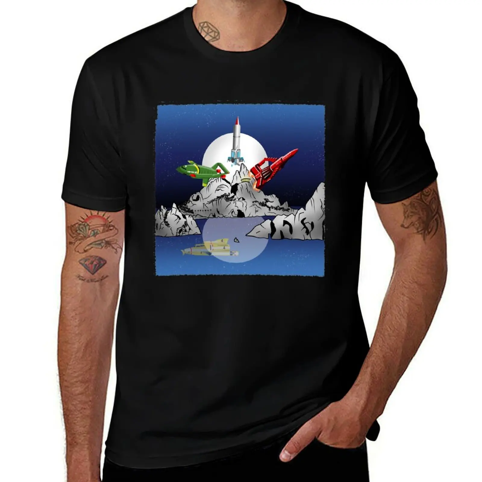 Thunderbirds Tracy Island T-Shirt Basic Simple Design Short Sleeve Shirt T-Shirt